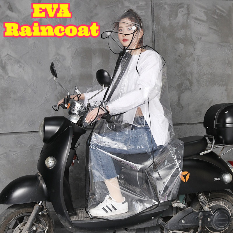 Cycling Commute Rain - Transparante EVA regenponcho met capuchon, unisex,